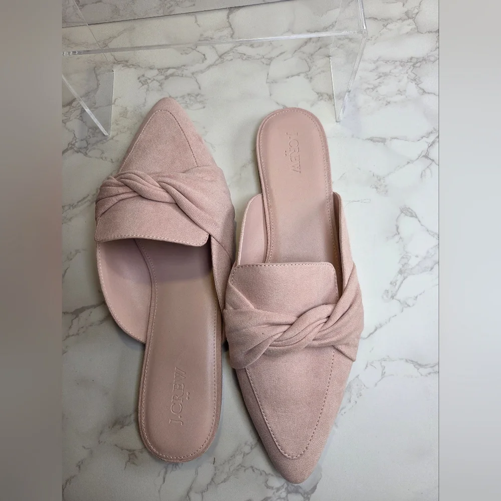 J. Crew Blush Knotted Suede Pointed-Toe Mules - Picture 4 of 5